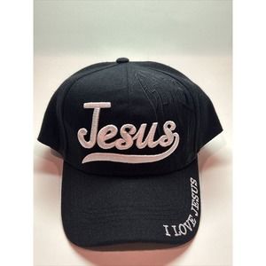 Men's Cap I Love Jesus Adjustable Snapback Black Hat New